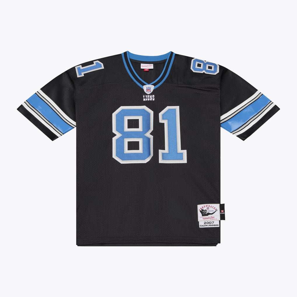 Men's Detroit Lions Calvin Johnson Black 2007 Authentic Throwback Jersey
