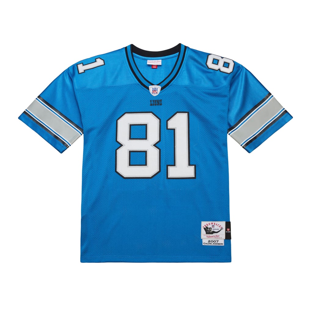Men's Detroit Lions Calvin Johnson Blue 2007 Authentic Throwback Retired Player Jersey