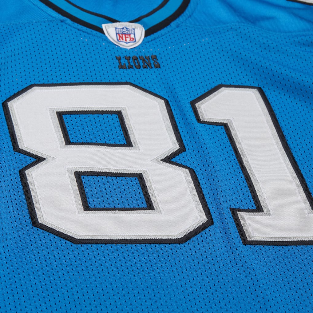 Men's Detroit Lions Calvin Johnson Blue 2007 Authentic Throwback Retired Player Jersey