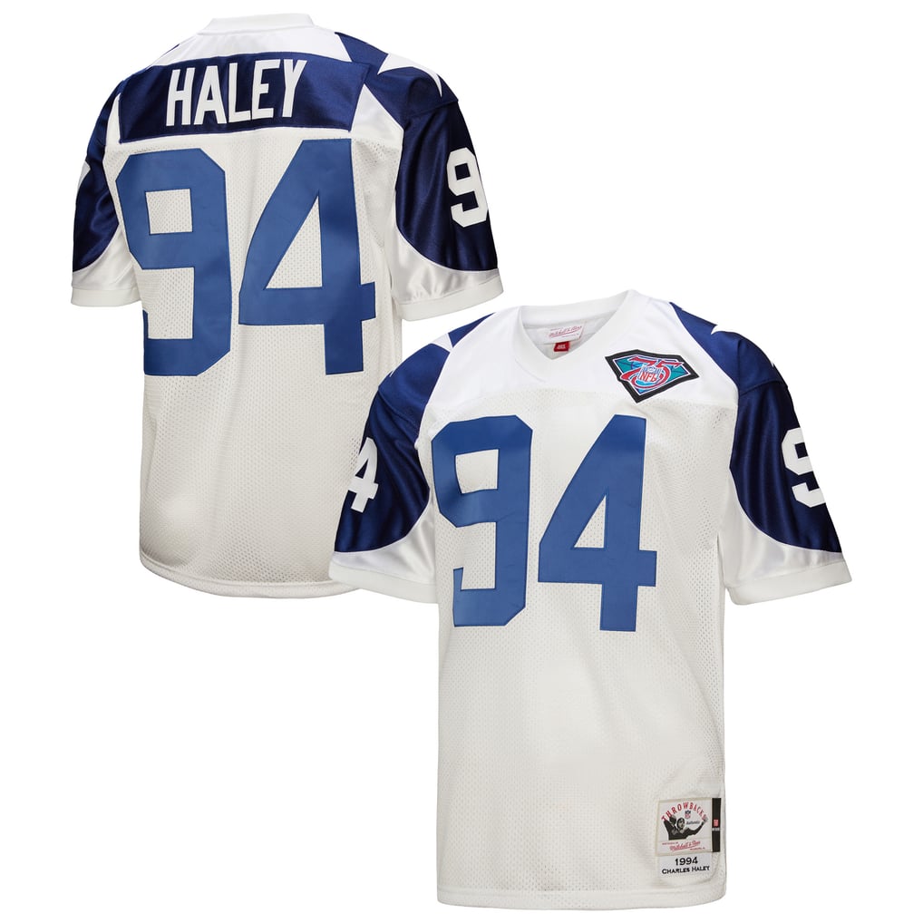 Men's Dallas Cowboys 1994 Charles Haley White Authentic Throwback Retired Player Jersey