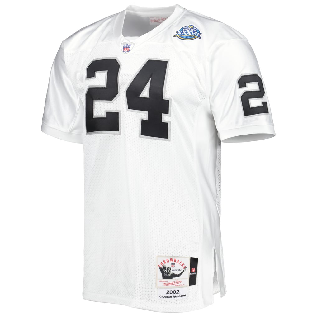Men's Las Vegas Raiders 2002 Charles Woodson White Authentic Throwback Retired Player Jersey