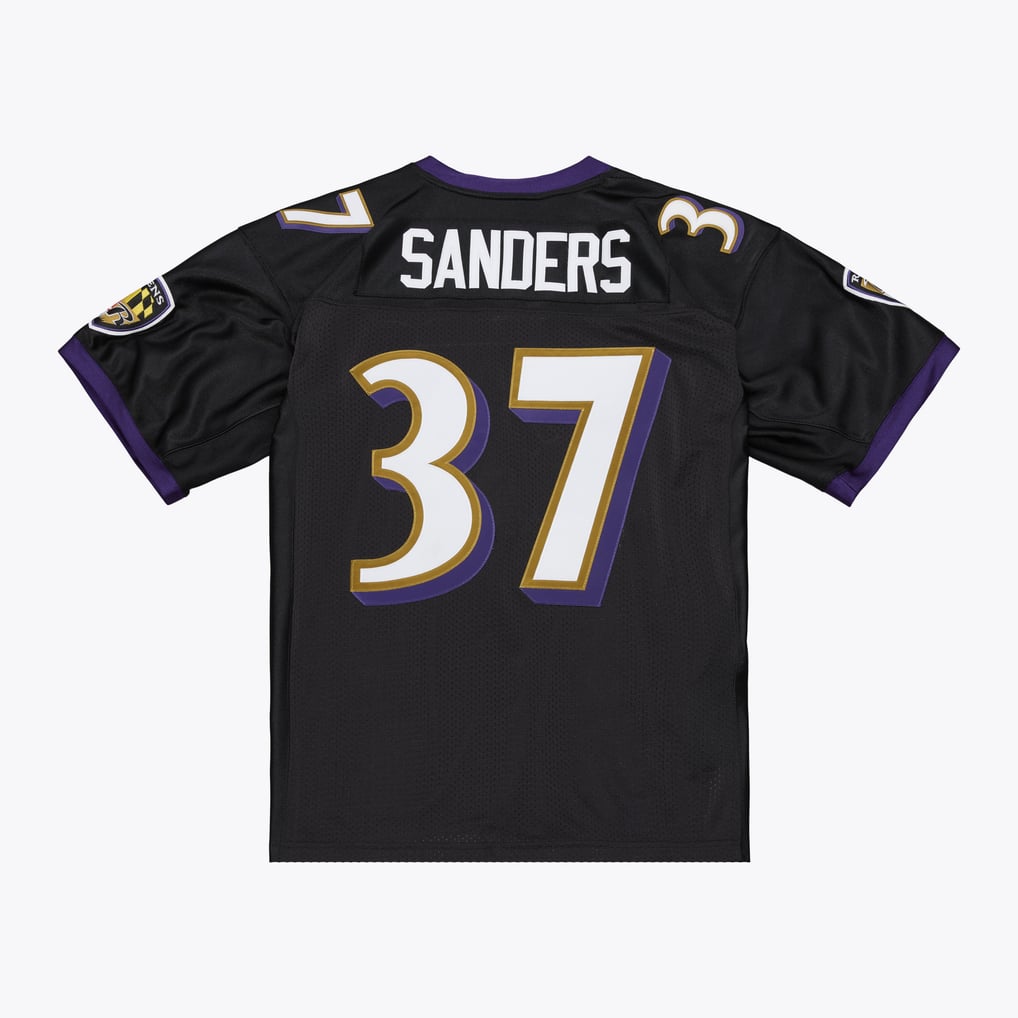 Men's Baltimore Ravens Deion Sanders Black 2005 Authentic Throwback Jersey