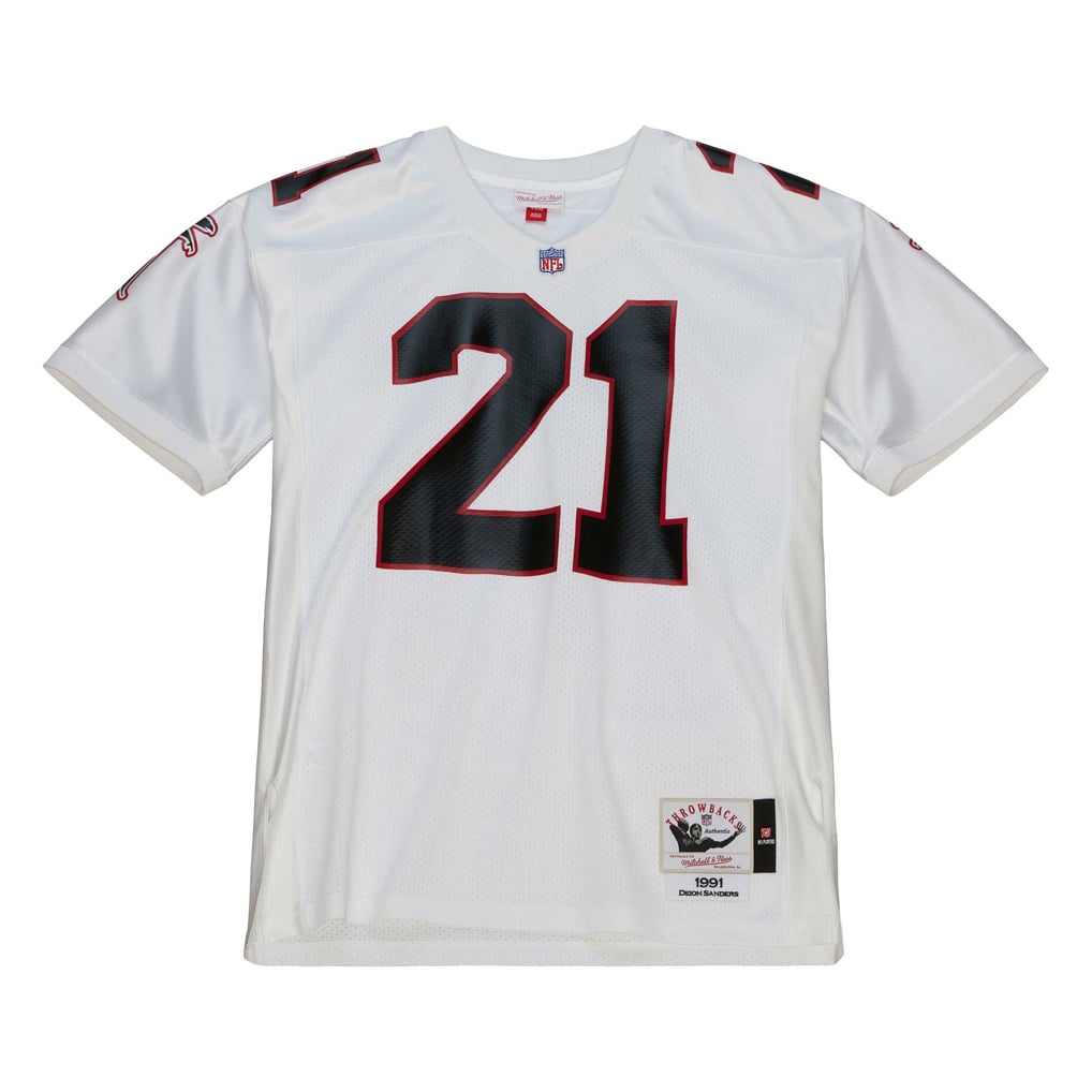 Men's Atlanta Falcons 1991 Deion Sanders White Authentic Throwback Retired Player Jersey