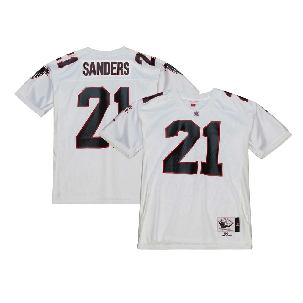 Men's Atlanta Falcons 1991 Deion Sanders White Authentic Throwback Retired Player Jersey