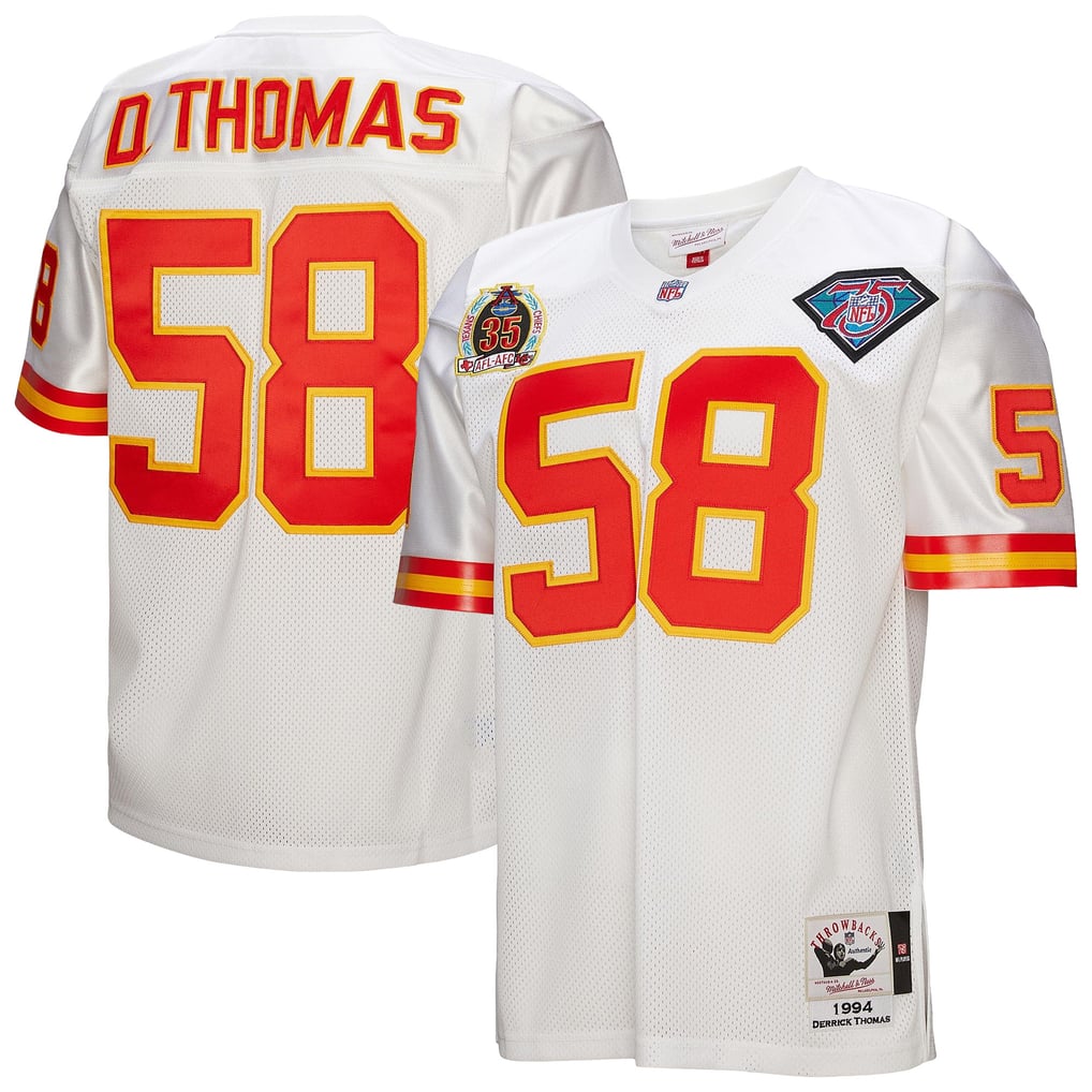 Men's Kansas City Chiefs 1994 Derrick Thomas White Authentic Throwback Retired Player Jersey