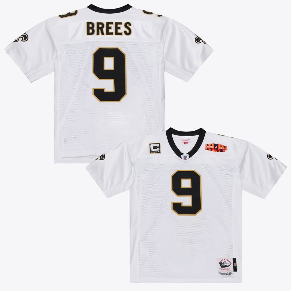 Men's New Orleans Saints Drew Brees White Super Bowl XLIV Authentic Jersey