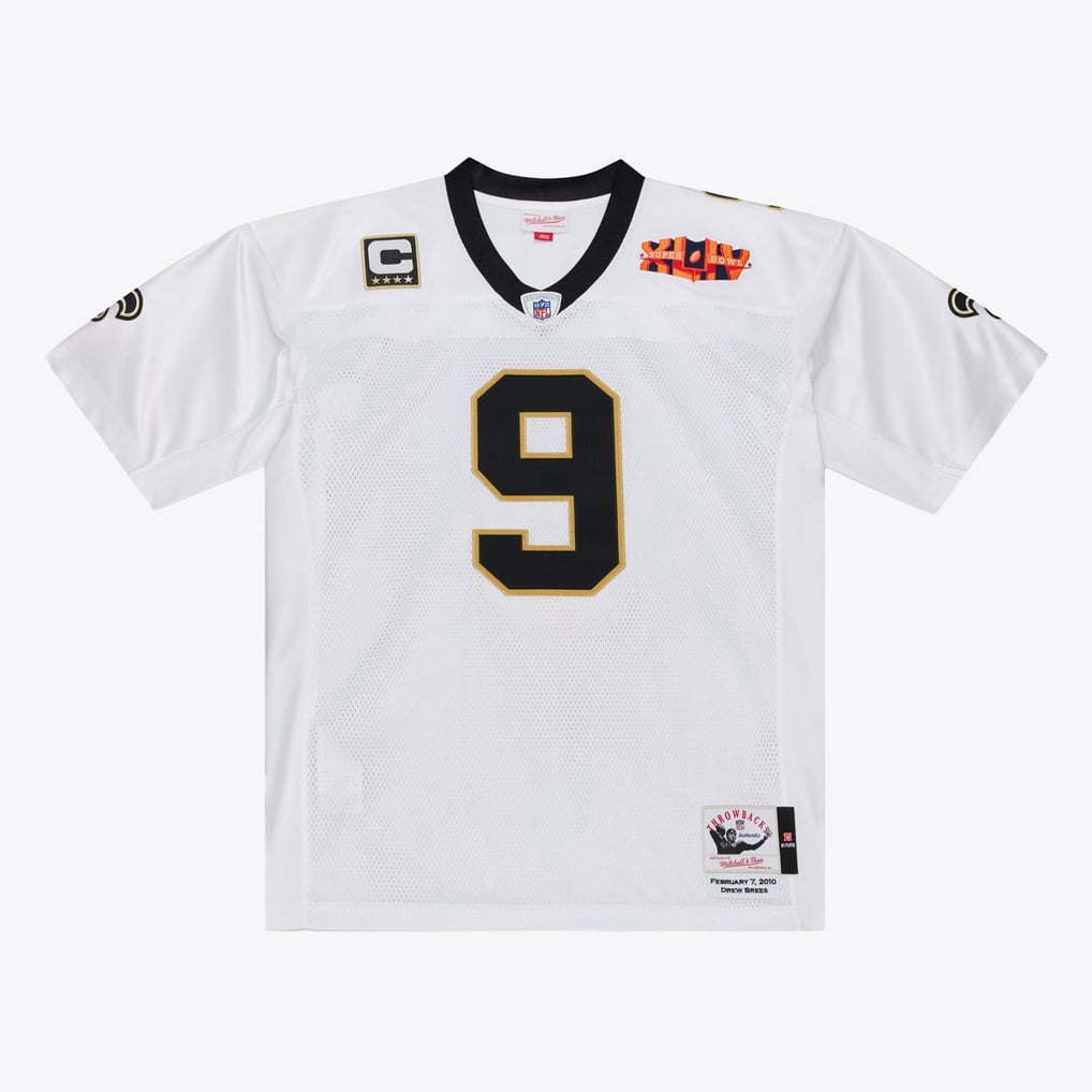 Men's New Orleans Saints Drew Brees White Super Bowl XLIV Authentic Jersey