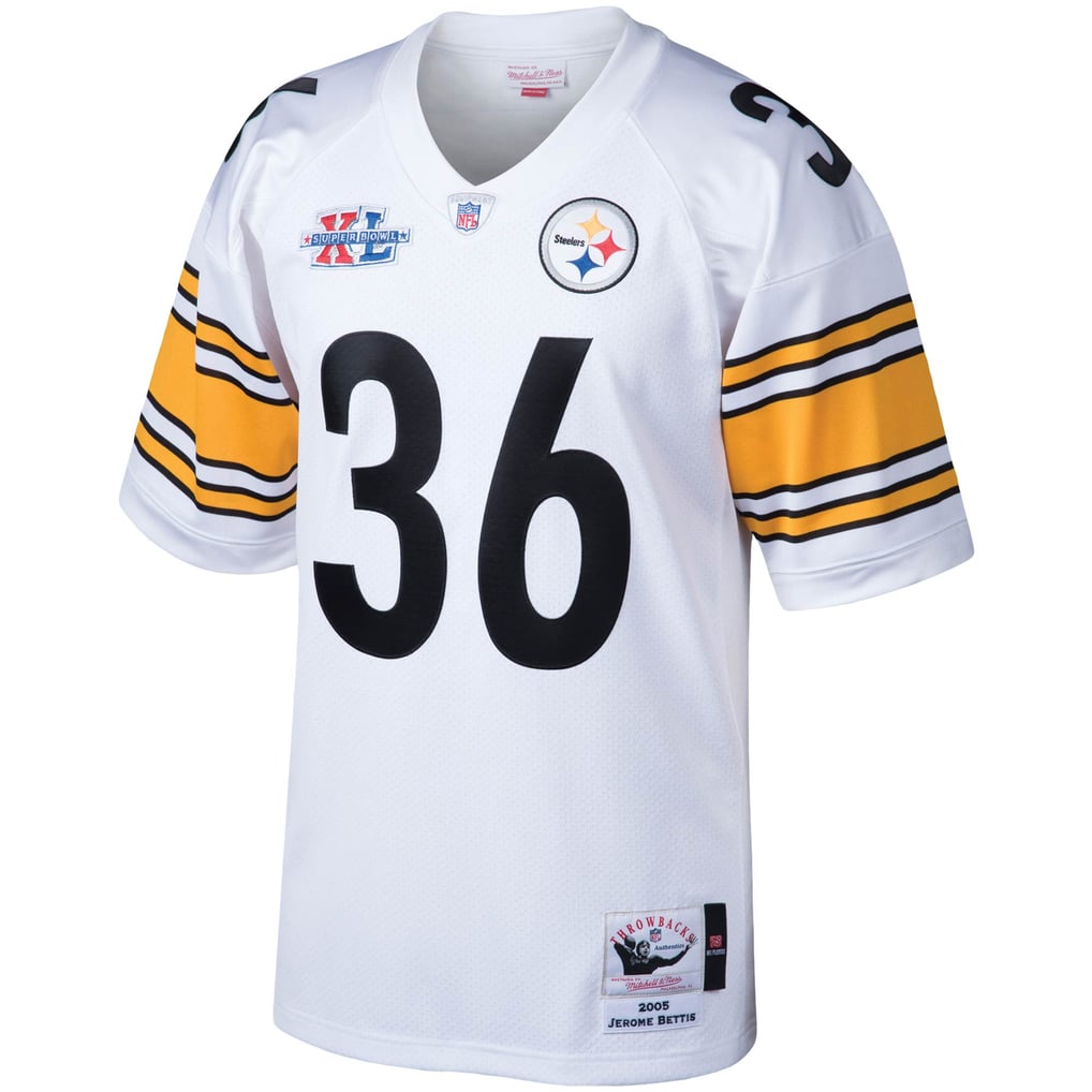 Men's Pittsburgh Steelers 2005 Jerome Bettis White Authentic Throwback Retired Player Jersey