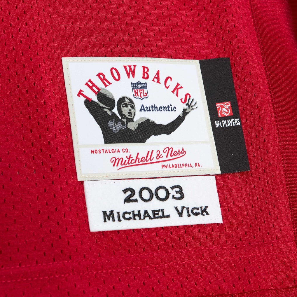 Men's Atlanta Falcons 2003 Michael Vick Red Authentic Throwback Retired Player Jersey