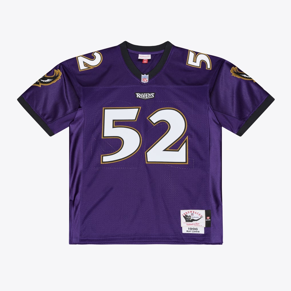 Men's Baltimore Ravens Ray Lewis Purple 1996 Authentic Throwback Jersey