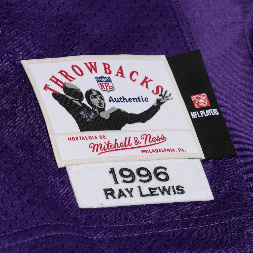 Men's Baltimore Ravens Ray Lewis Purple 1996 Authentic Throwback Jersey