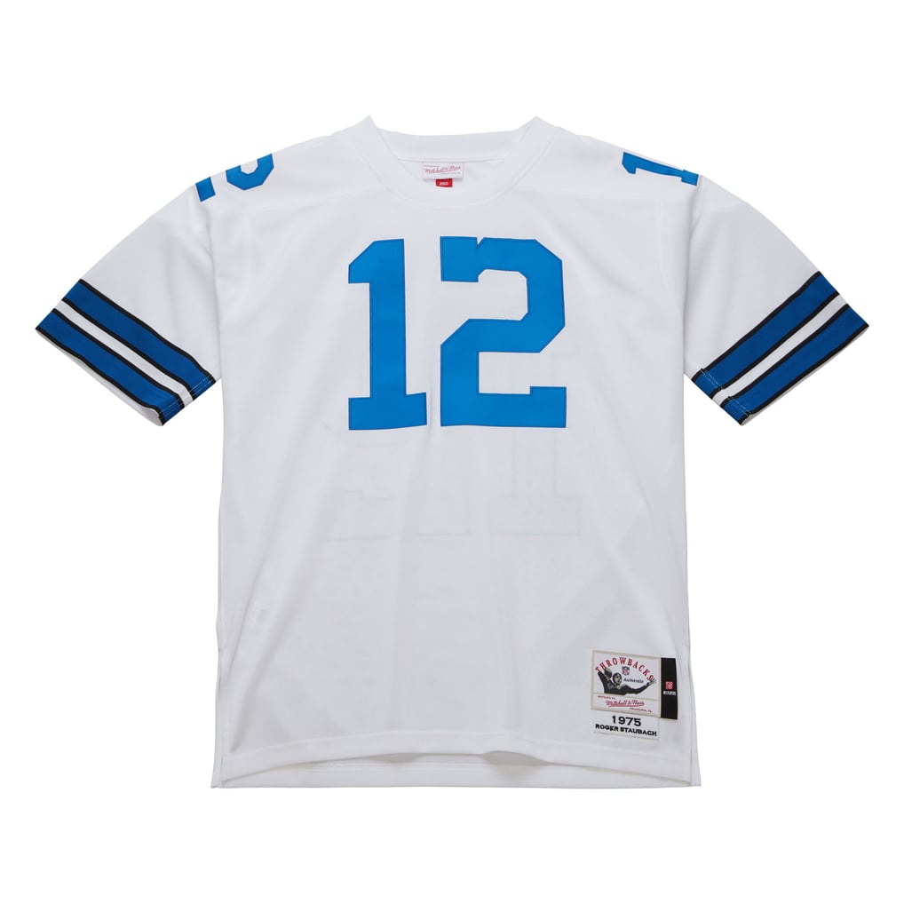 Men's Dallas Cowboys 1975 Roger Staubach White Authentic Throwback Retired Player Jersey