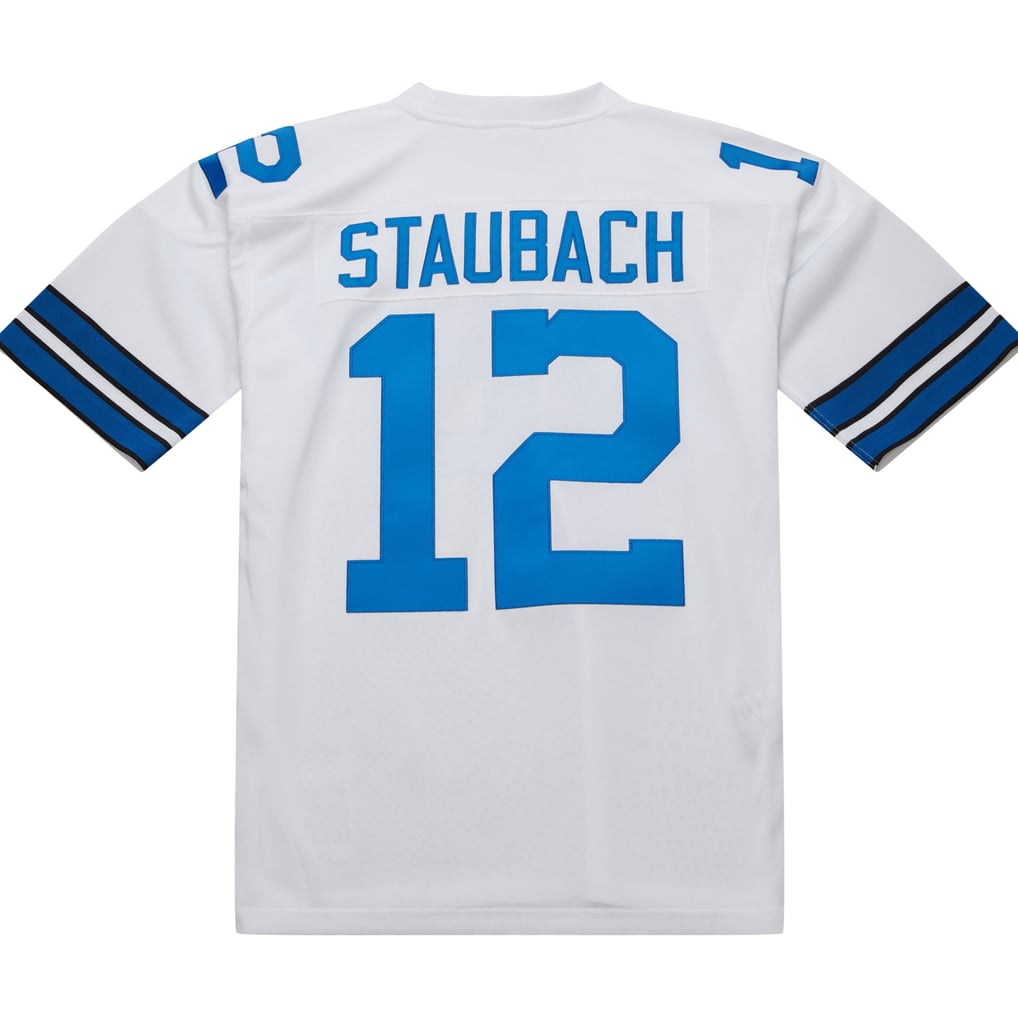 Men's Dallas Cowboys 1975 Roger Staubach White Authentic Throwback Retired Player Jersey