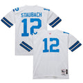Men's Dallas Cowboys 1975 Roger Staubach White Authentic Throwback Retired Player Jersey