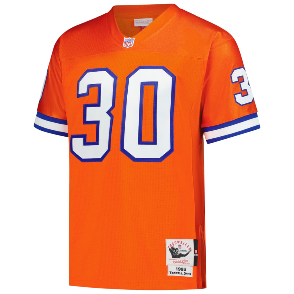 Men's Denver Broncos Terrell Davis Orange 1995 Authentic Throwback Retired Player Jersey
