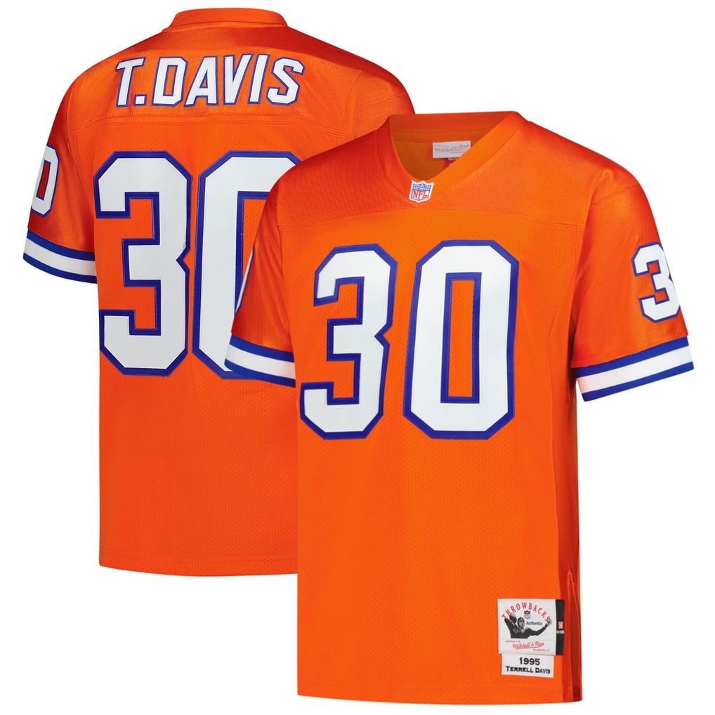 Men's Denver Broncos Terrell Davis Orange 1995 Authentic Throwback Retired Player Jersey