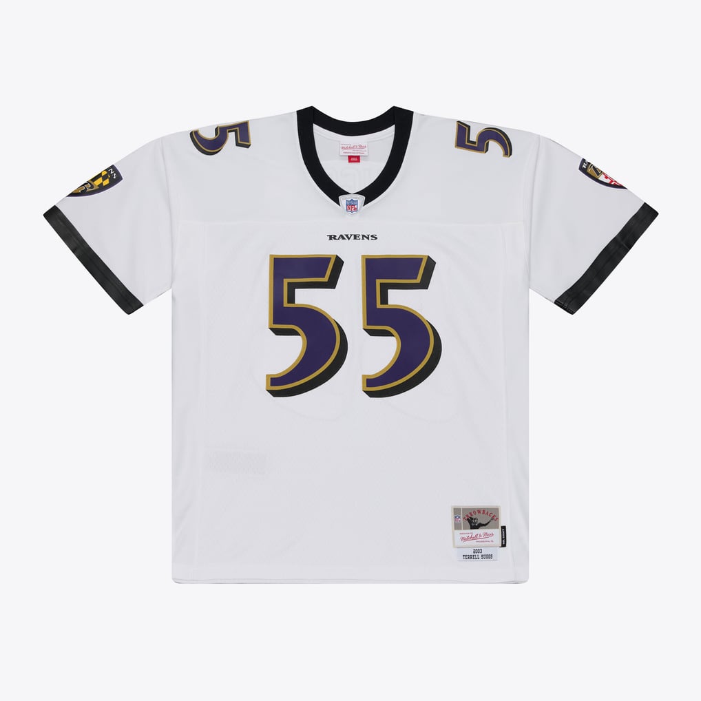 Men's Baltimore Ravens Terrell Suggs White 2003 Legacy Replica Player Jersey