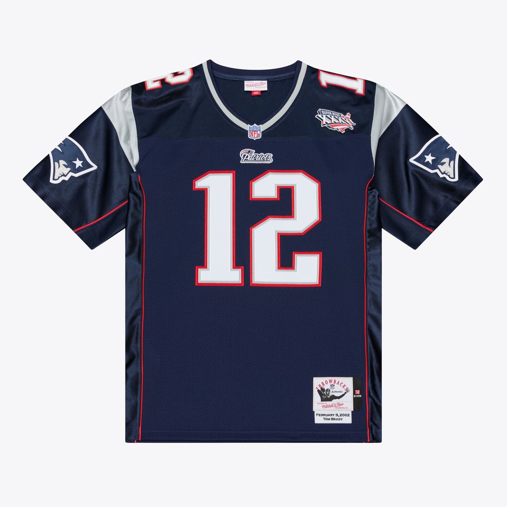 Men's New England Patriots Tom Brady Navy Super Bowl XXXVI Authentic Throwback Jersey