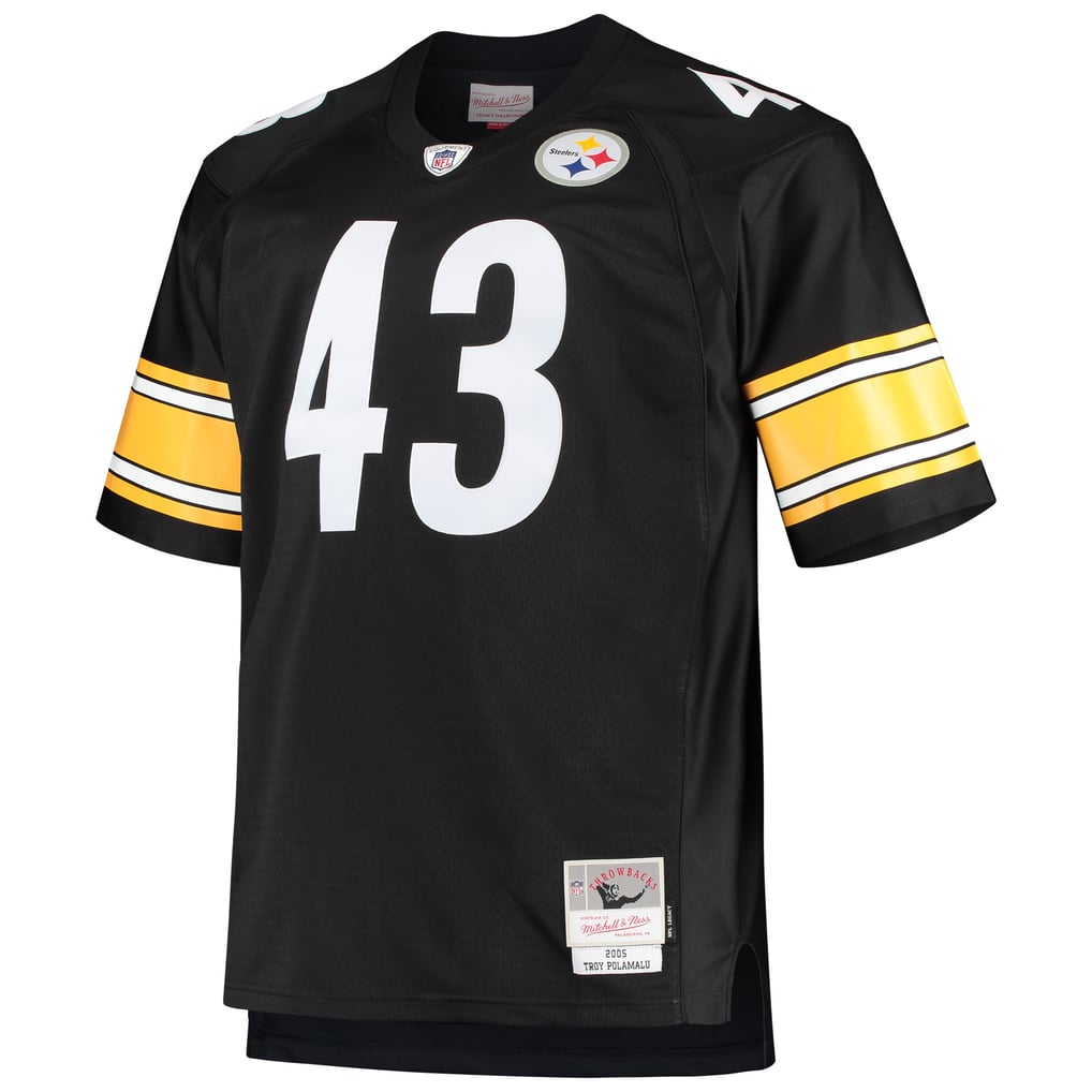 Men's Pittsburgh Steelers Troy Polamalu Black Big & Tall 2005 Retired Player Replica Jersey