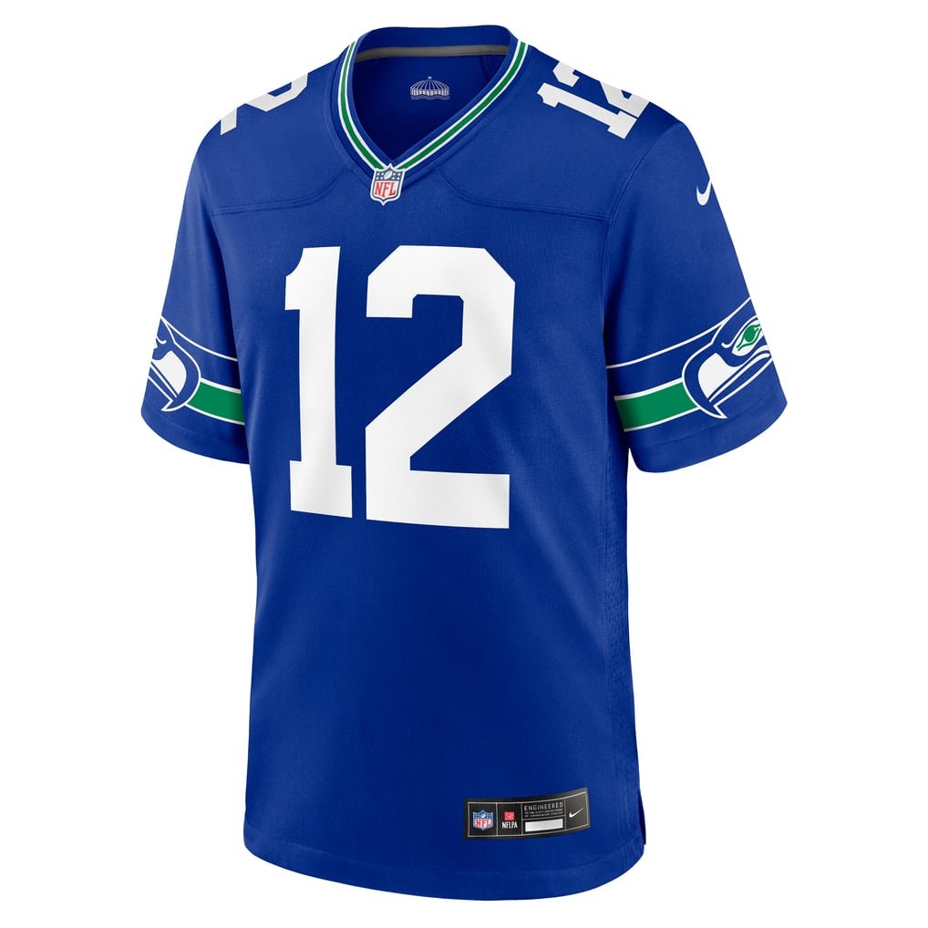 Men's Seattle Seahawks 12s Royal Throwback Player Game Jersey