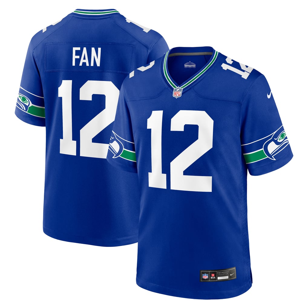 Men's Seattle Seahawks 12s Royal Throwback Player Game Jersey