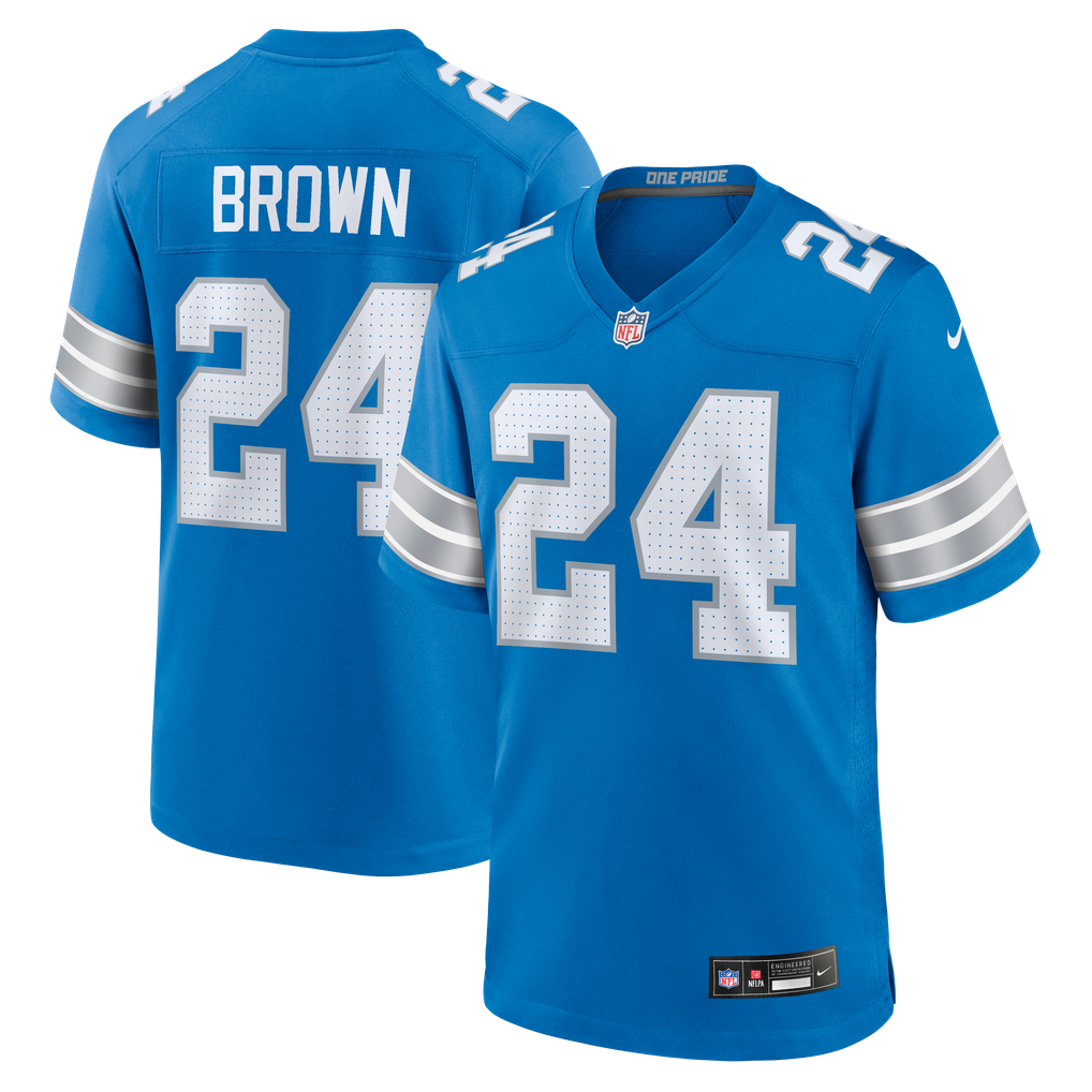 Men's Detroit Lions Aamaris Brown Blue Team Game Jersey