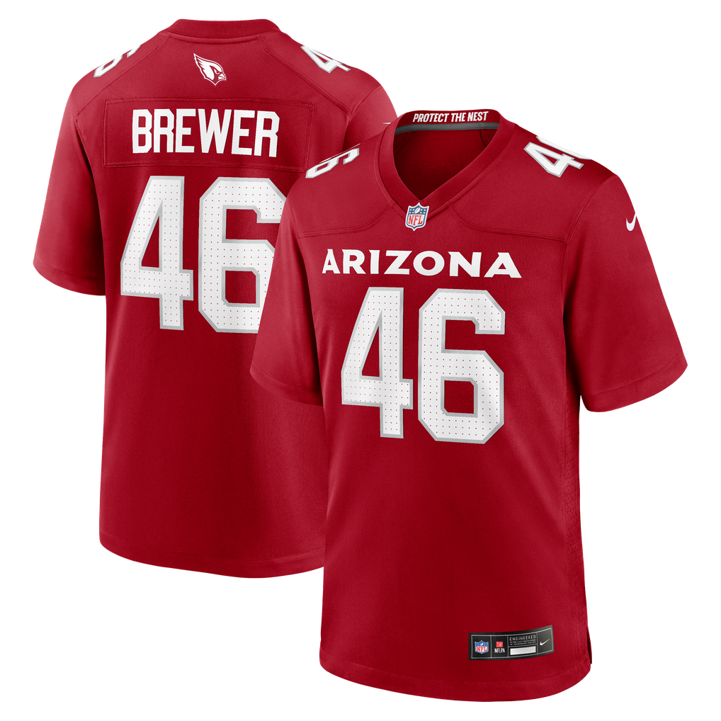 Men's Arizona Cardinals Aaron Brewer Cardinal Team Game Jersey