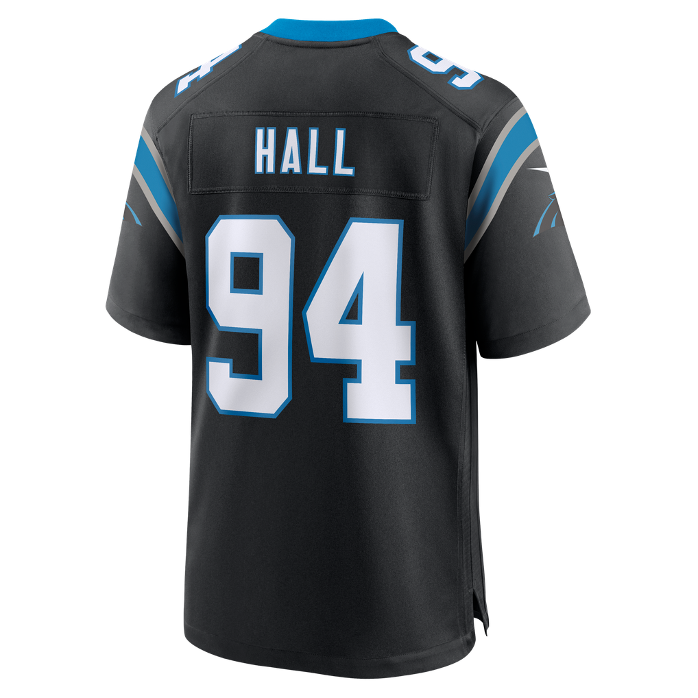 Men's Carolina Panthers Aaron Hall Black Team Game Jersey