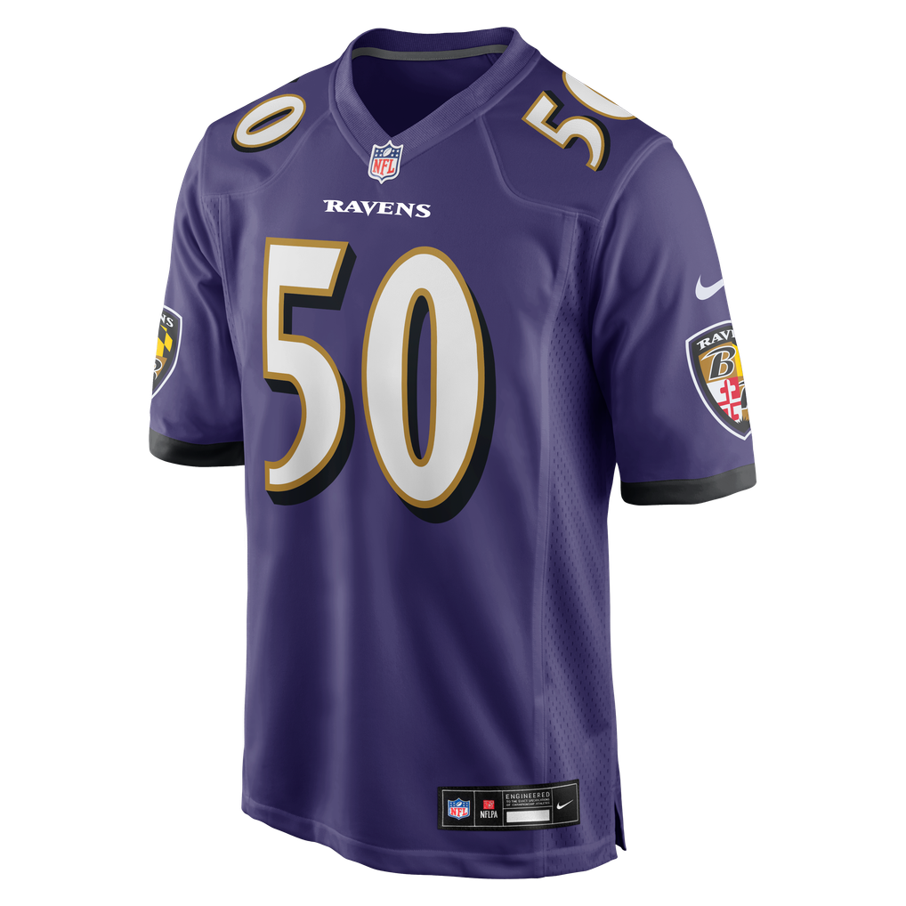Men's Baltimore Ravens Adisa Isaac Purple Team Game Jersey
