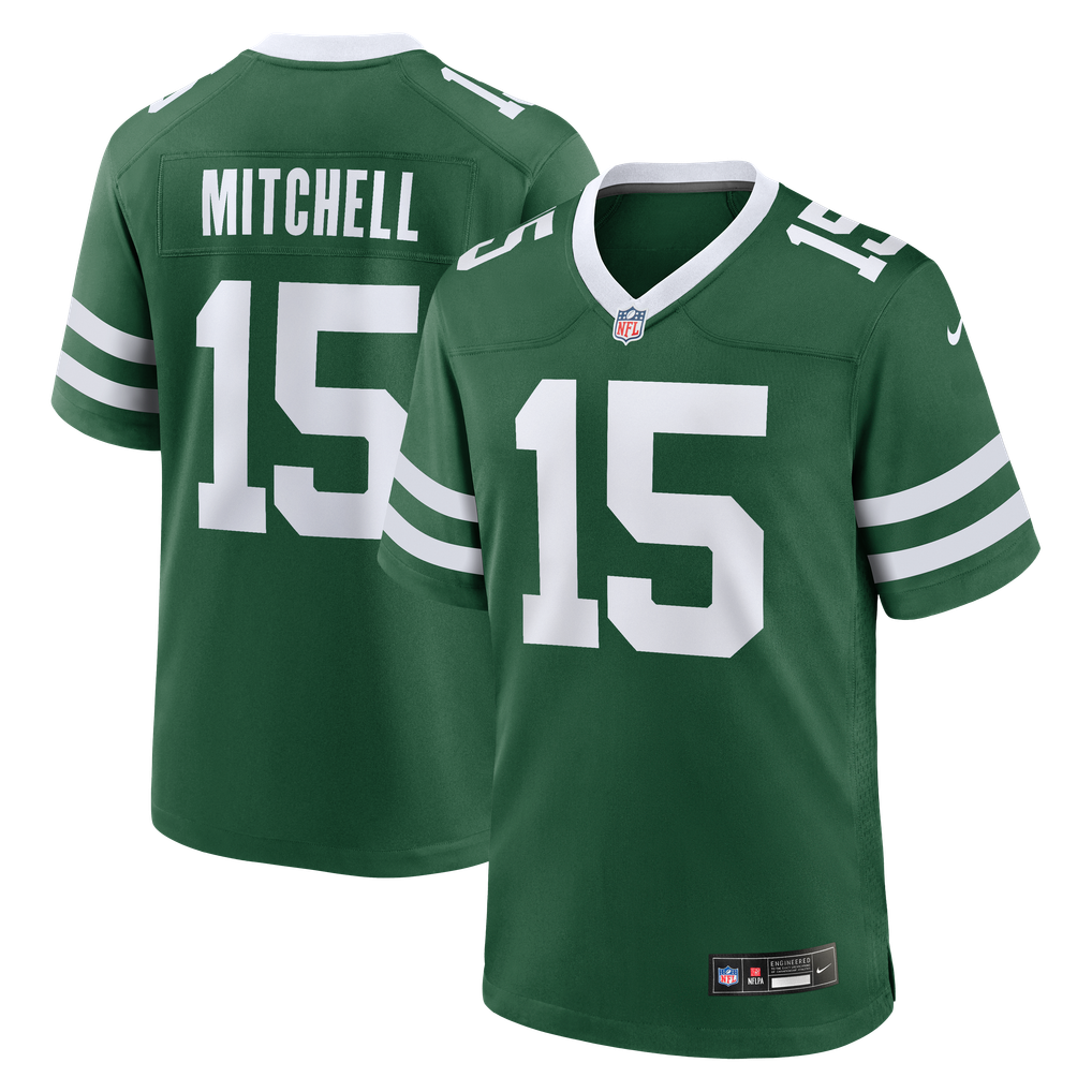Men's New York Jets Adonai Mitchell Legacy Green Team Game Jersey