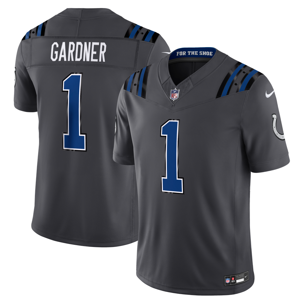 Men's Indianapolis Colts Ahmad Sauce Gardner Anthracite 2026 Rivalries Collection Stitched Limited Jersey