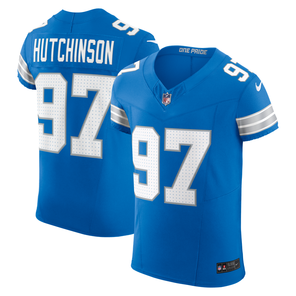 Men's Detroit Lions Aidan Hutchinson Blue Team Vapor F.U.S.E. Elite Jersey