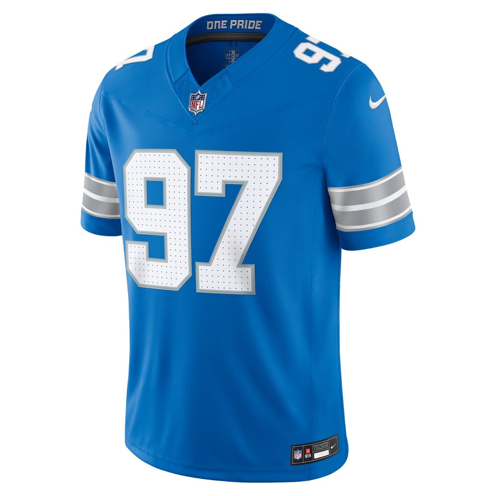 Men's Detroit Lions Aidan Hutchinson Blue Team Vapor F.U.S.E. Stitched Limited Jersey