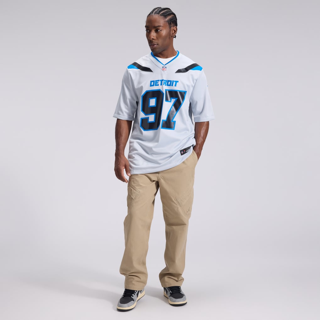 Men's Detroit Lions Aidan Hutchinson Silver 2026 Rivalries Collection Game Jersey