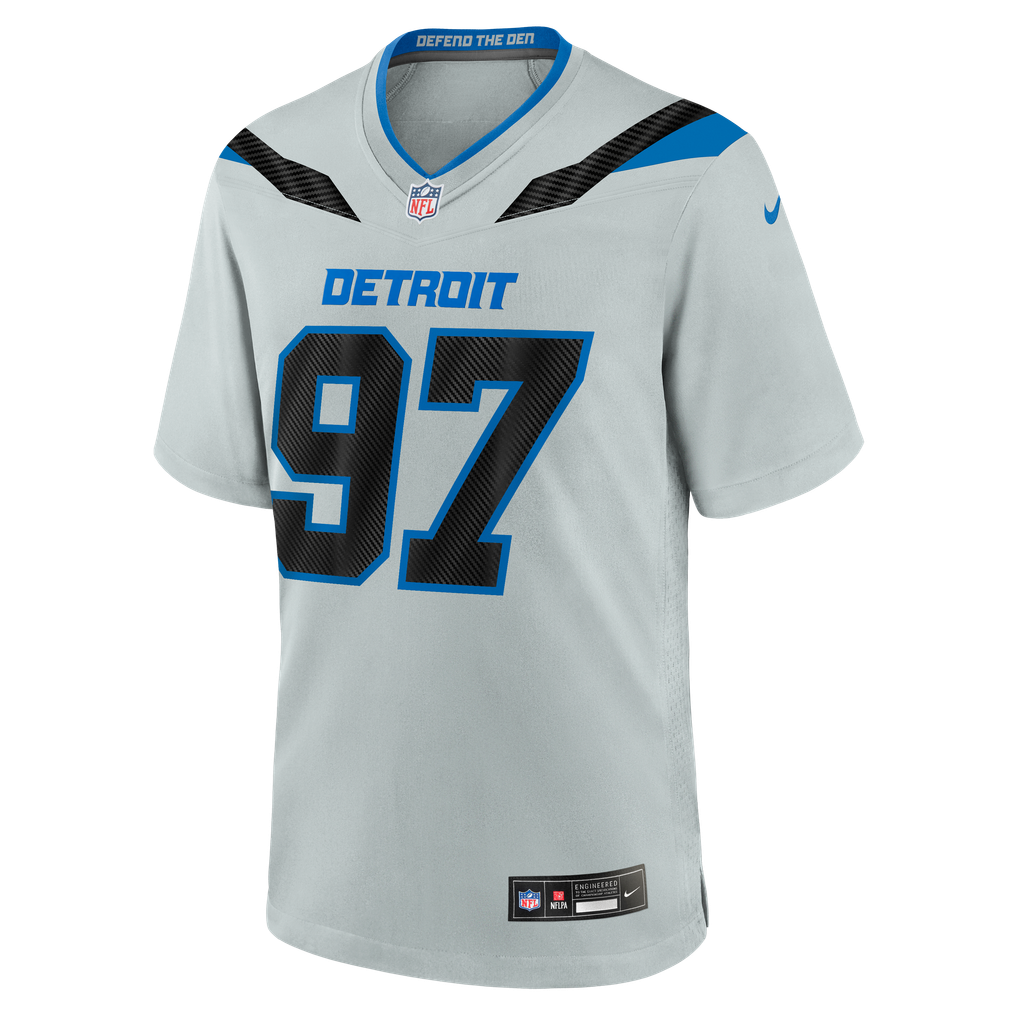 Men's Detroit Lions Aidan Hutchinson Silver 2026 Rivalries Collection Game Jersey