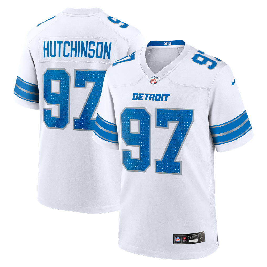 Men's Detroit Lions Aidan Hutchinson White Game Jersey