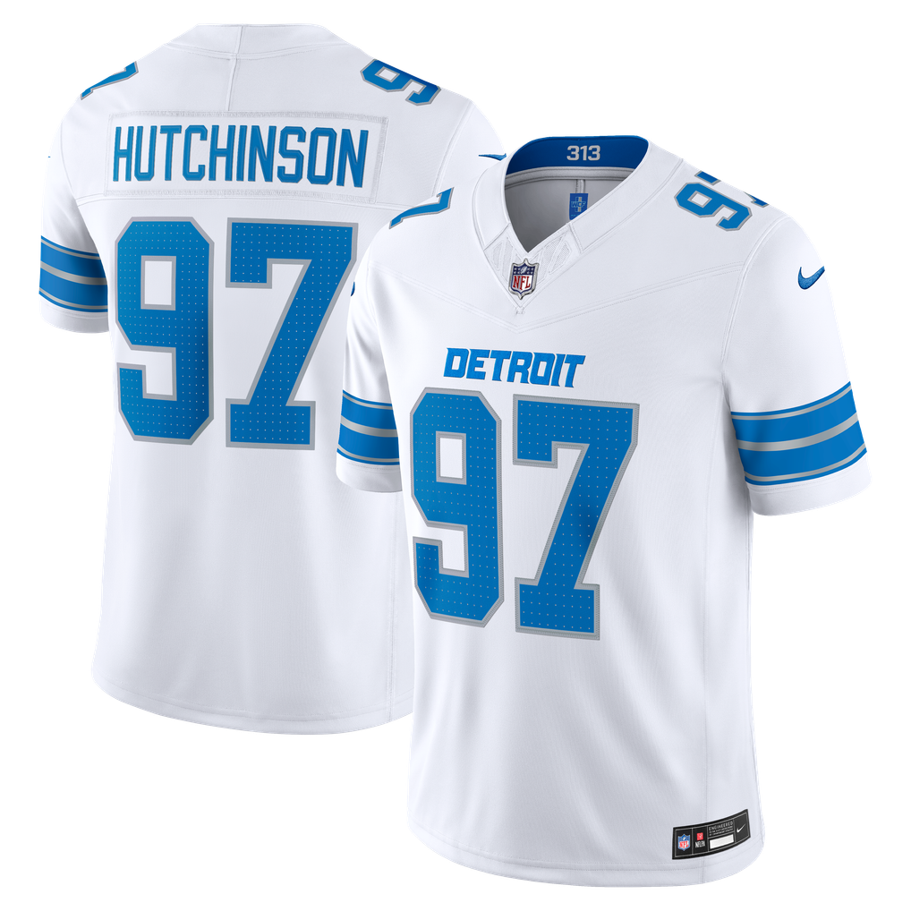 Men's Detroit Lions Aidan Hutchinson White Vapor F.U.S.E. Stitched Limited Jersey
