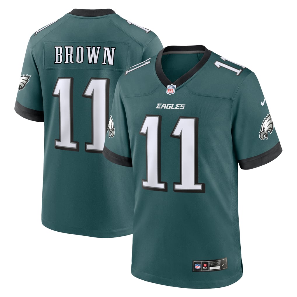 Men's Philadelphia Eagles A.J. Brown Midnight Green Team Game Jersey