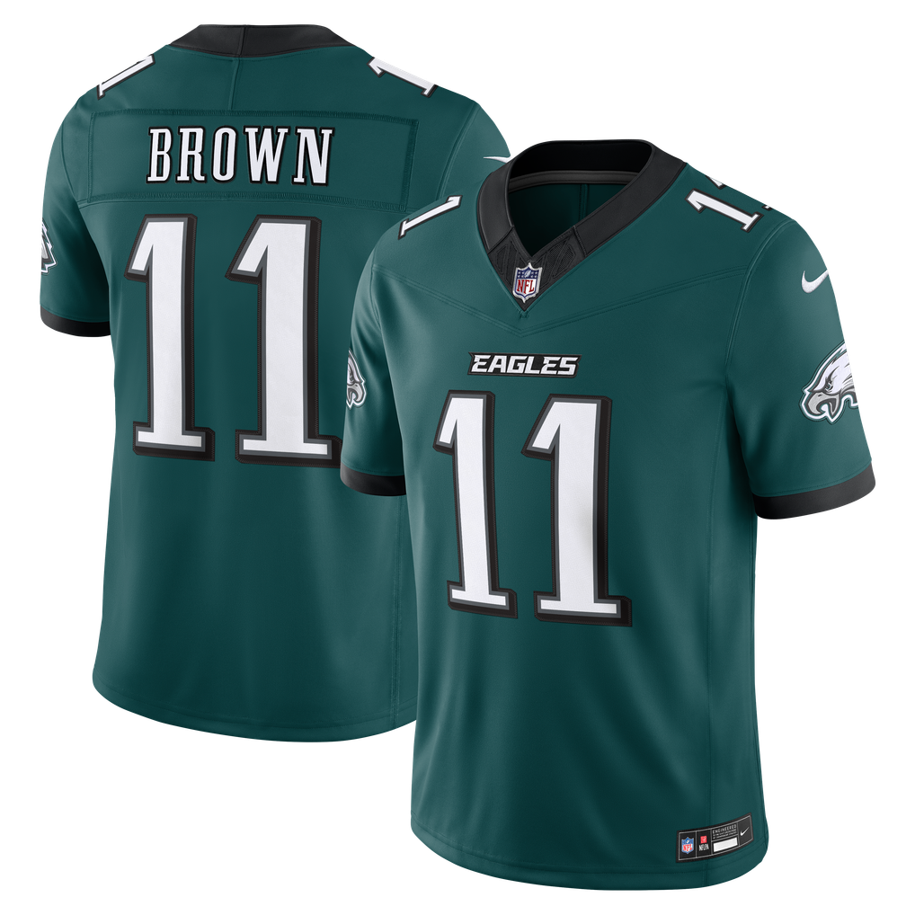 Men's Philadelphia Eagles A.J. Brown Midnight Green Team Vapor F.U.S.E. Stitched Limited Jersey