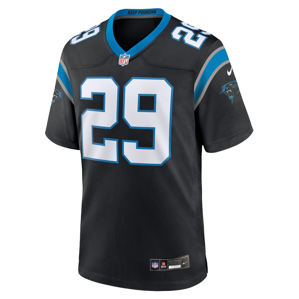 Men's Carolina Panthers Akayleb Evans Black Team Game Jersey