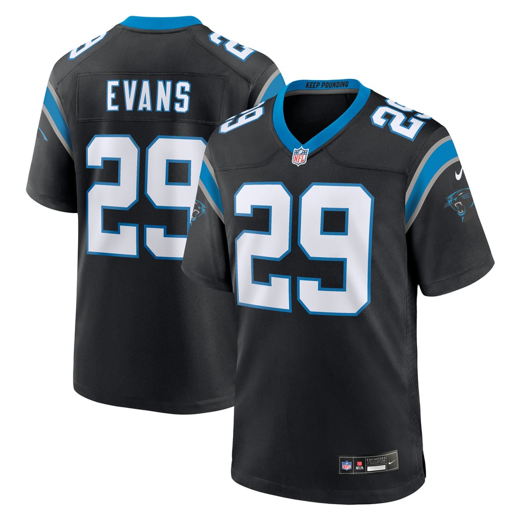 Men's Carolina Panthers Akayleb Evans Black Team Game Jersey