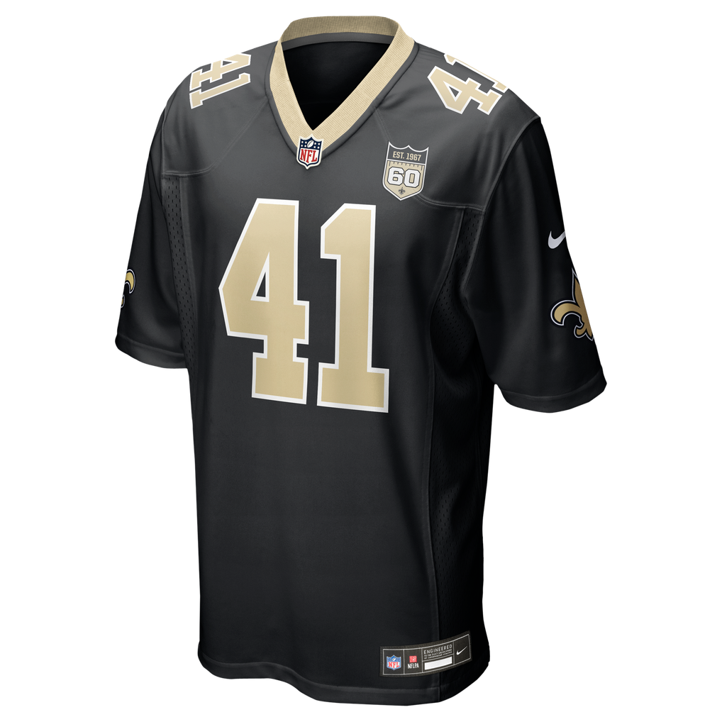 Men's New Orleans Saints Alvin Kamara Black Team 60th Season Game Jersey