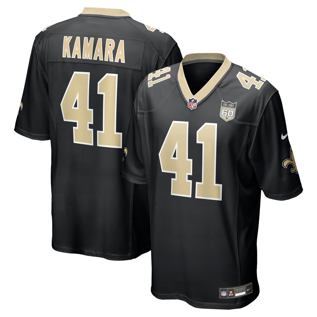 Men's New Orleans Saints Alvin Kamara Black Team 60th Season Game Jersey