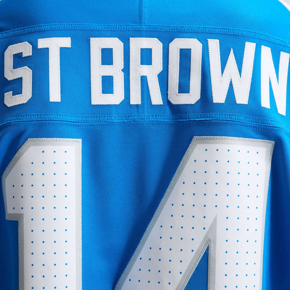 Men's Detroit Lions Amon-Ra St. Brown Blue Team Vapor F.U.S.E. Stitched Limited Jersey