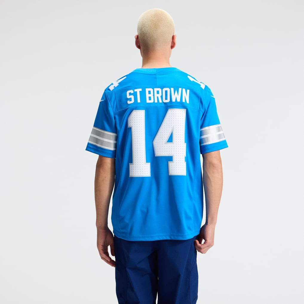 Men's Detroit Lions Amon-Ra St. Brown Blue Team Vapor F.U.S.E. Stitched Limited Jersey