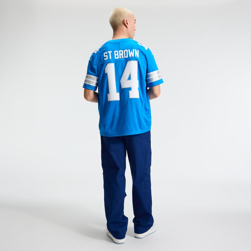 Men's Detroit Lions Amon-Ra St. Brown Blue Team Vapor F.U.S.E. Stitched Limited Jersey