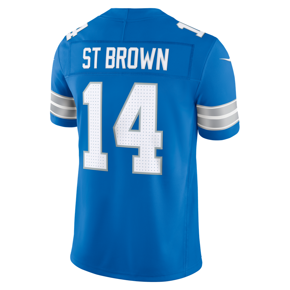 Men's Detroit Lions Amon-Ra St. Brown Blue Team Vapor F.U.S.E. Stitched Limited Jersey