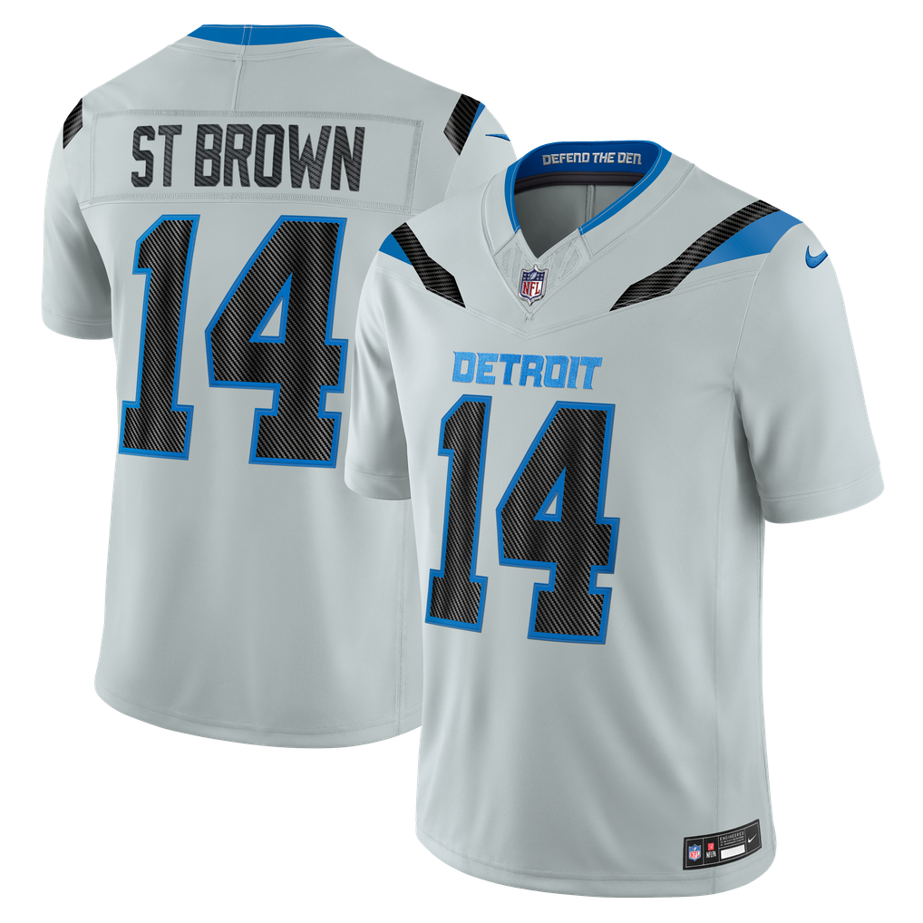 Men's Detroit Lions Amon-Ra St. Brown Silver 2026 Rivalries Collection Stitched Limited Jersey
