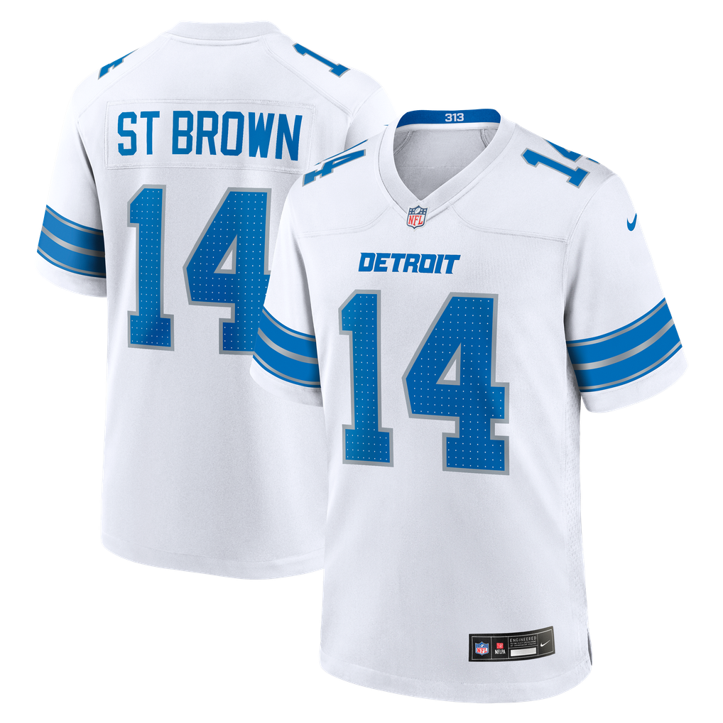 Men's Detroit Lions Amon-Ra St. Brown White Game Jersey