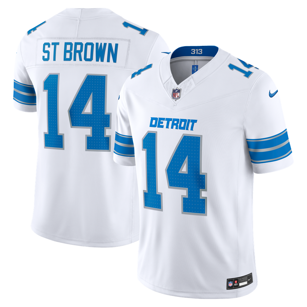 Men's Detroit Lions Amon-Ra St. Brown White Vapor F.U.S.E. Stitched Limited Jersey